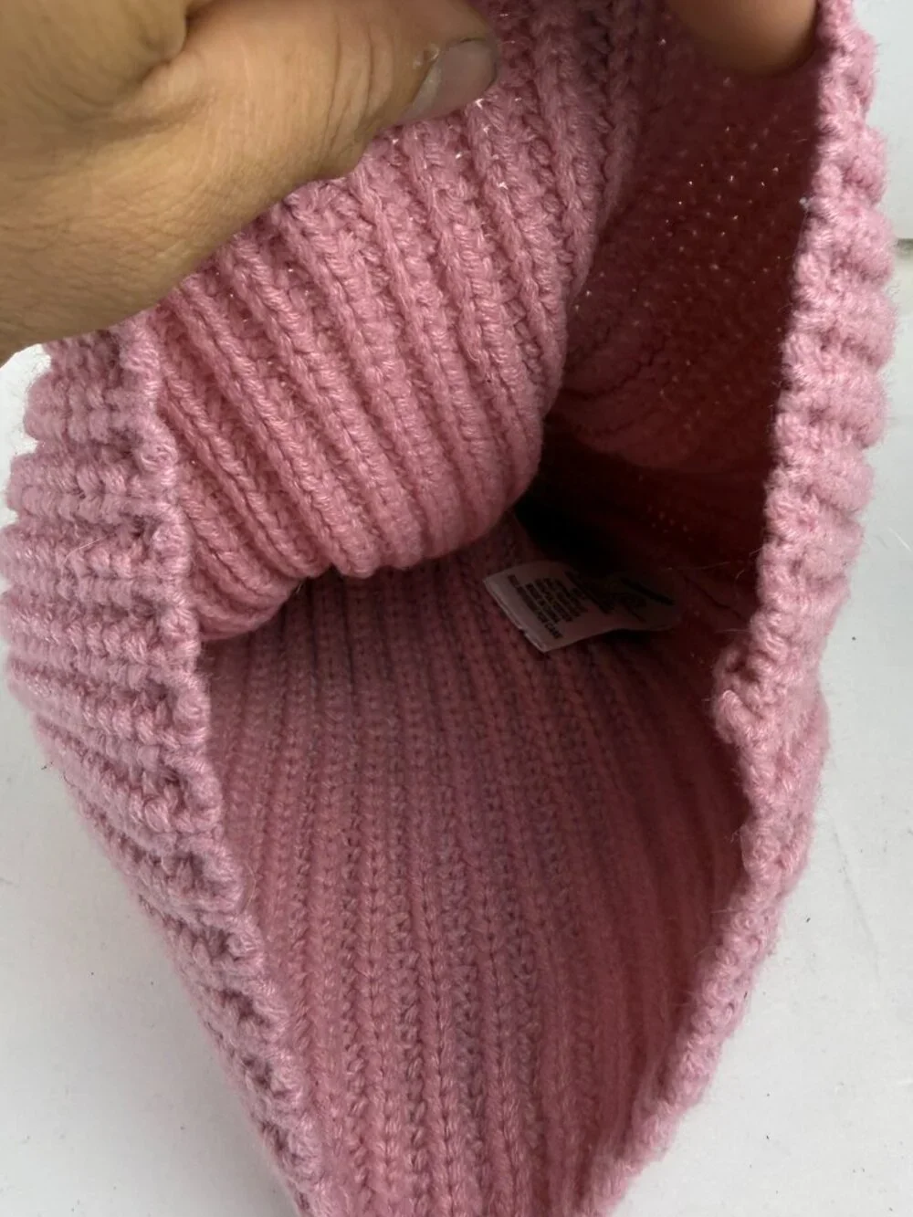Beautees Knitworks Pink Ribbed Knit Beanie Hat Faux Fur Pom Pom Youth Girls OS